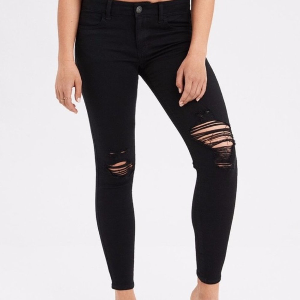BNWT American Eagle Next Level Stretch Black Jeggings 14 Short